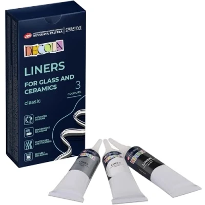 Afbeelding van Decola Neva Acrylpalet, 3 x 18 ml, voor porselein en glas, kleuren: wit, grijs zwart, gemaakt door Palette