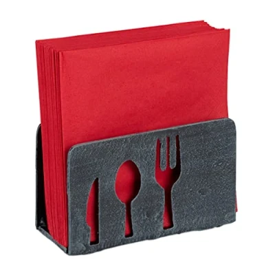 Afbeelding van Relaxdays servethouder gietijzer servettenhouder standaard voor servetten 33x33 cm