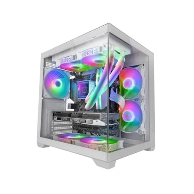 Afbeelding van MARS gaming MC VIEW2, MicroATX behuizing, dubbel gehard glas zonder frame, 1 x 120 mm FRGB achterventilator, vloeistofkoelhouder tot 240 mm, dubbele kamerstructuur,