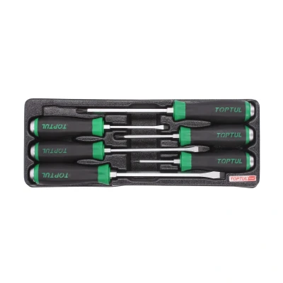Afbeelding van TOPTUL GAAT0602 Schroevendraaierset 6 PH1, PH2, PH3, 5.5, 6.5, 8 Gereedschapsmodule (PU schuiminlay)