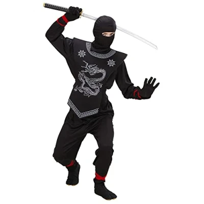 Afbeelding van Widmann Ninja &amp; Samurai Kostuum Zwarte Prince Of Thieves Jongen Zwart Maat 116 Carnavalskleding Verkleedkleding