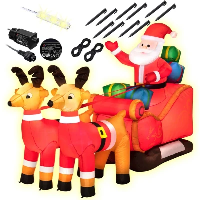Afbeelding van Monzana Opblaasbare Kerstman met Slee LED Verlicht Incl. Pomp