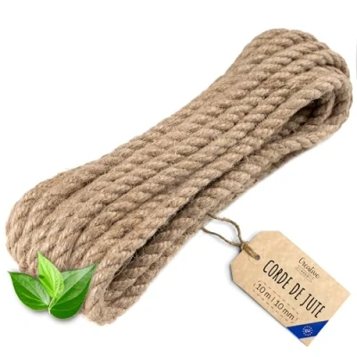 Afbeelding van Creative Deco Jute Touw 10m Lang 10mm Dik Sterk En Duurzaam Gedraaid Bruin DIY, Tuin, Verpakking, Kunst