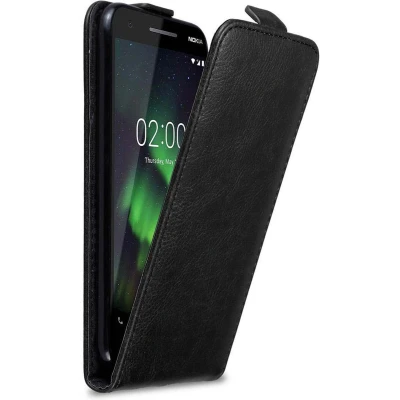 Afbeelding van Cadorabo Hoesje geschikt voor Nokia 2.1 in ZWARTE NACHT Beschermhoes flip design Case Cover met magnetische sluiting