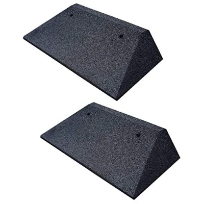 Afbeelding van Set van 2 zwarte rubberen randhellingen 50 x 25 10 cm met bevestigingsringen