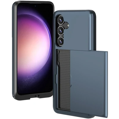 Afbeelding van iMoshion Hoesje Geschikt voor Samsung Galaxy S24 Ruimte 2 pasjes Backcover met pasjeshouder Donkerblauw