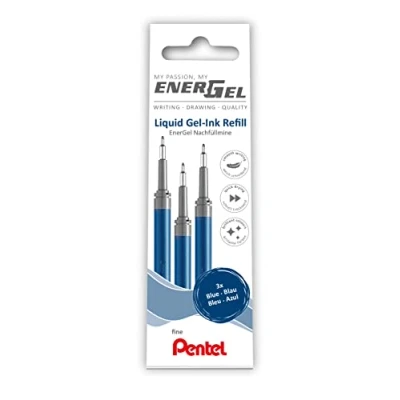 Afbeelding van Pentel LRN5 3C Navullingen voor EnerGel pennen, 0,5 bal = 0,25 mm lijndikte, naaldpunt, blauw, 3 stuks
