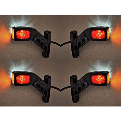 Afbeelding van VNVIS 4 stuks led zijmarkeringslichten 12 V/24 V chassisbevestiging voor vrachtwagens en dumptrucks rood/wit/oranje