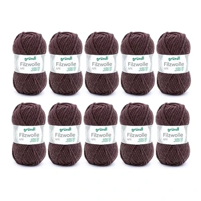 Afbeelding van Gründl wolvilt, breien en haken, garen 100% scheerwol, 50 g/50 m, naalddikte 8 9, 10 x g), chocoladebruin, 31 32 7,5 cm