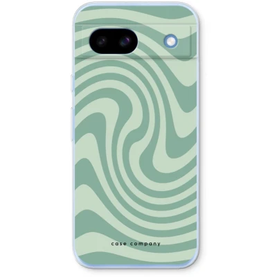 Afbeelding van Case Company® hoesje geschikt voor Google Pixel 8a Swirl Groen Soft Cover Telefoonhoesje Bescherming aan alle Kanten en Schermrand