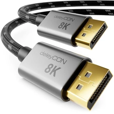 Afbeelding van deleyCON 1 m 8K DisplayPort kabel 1.4 (8K @60Hz 4K @165Hz 2K @360Hz) HBR3 32,4Gbps UHD WQHD HDR DSC 1.2 HDCP 2.2 G Sync &amp; FreeSync DP voor grafische kaart gaming monitor