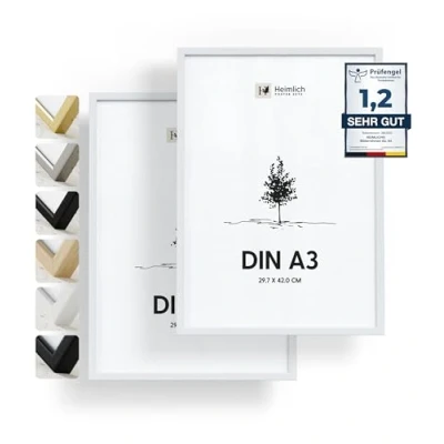 Afbeelding van Heimlich® Forever Fotolijst van hout, wit, DIN A3, 2 delige set, met onbreekbaar acrylglas, perfect voor kamerdecoratie, 28 x 40 cm