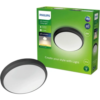 Afbeelding van Doris Ceiling 6W 27K Black IP54 HV Philips