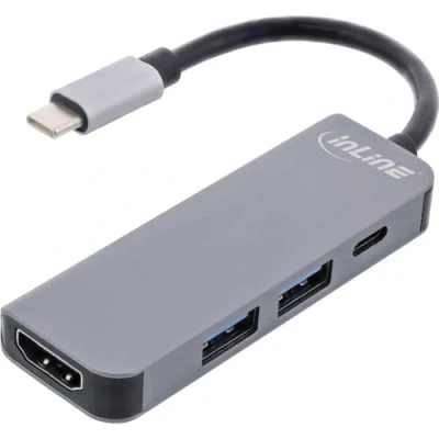 Afbeelding van InLine 33271H (USB C, 4 Havens), Docking station + USB hub, Zwart