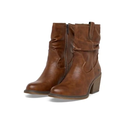 Afbeelding van Mustang Cowboy/Bikerlaarsjes, Dames, Maat: 39, Cognac Kunststof