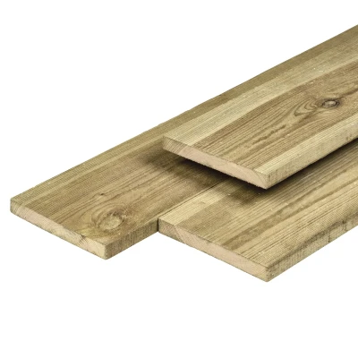 Afbeelding van Midden Europees grenen tuinplank gedroogd, groen geimpregneerd, geschaafd 4rh 1,6 x 14,0 400 cm Tuindeco