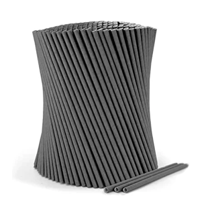Afbeelding van Wisefood 1000 stuks zwarte papieren rietjes Ø 6 mm 20 cm PLA/PE vrij biologisch afbreekbare wegwerprietjes van stevig kraftpapier