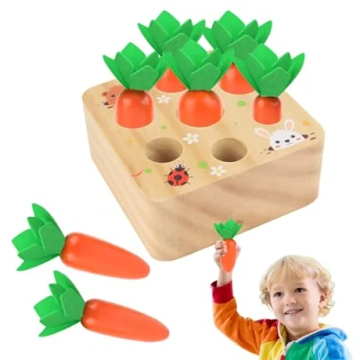Afbeelding van KEWUZY houten speelgoed vanaf 1 jaar, motoriek voor baby&#039;s van 12 tot 18 maanden, jongens en meisjes, Montessori sorteerspel, puzzel wortelen