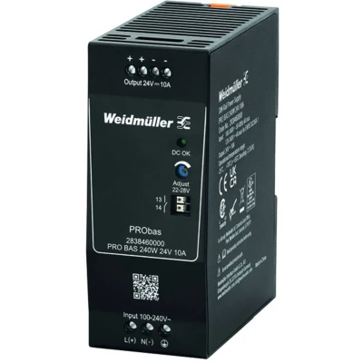 Afbeelding van Weidmüller PRO BAS 240W 24V 10A DIN rail netvoeding Inhoud: 1 stuk(s)