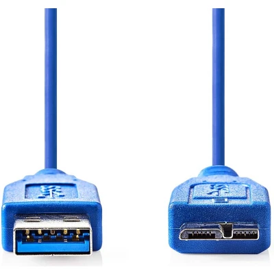 Afbeelding van USB A naar Micro kabel 5 meter 3.0 (100% koper, Blauw)