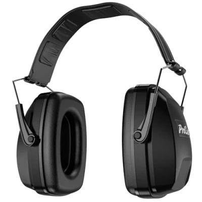 Afbeelding van ProCase Geluidsisolerende hoofdtelefoon met ruisonderdrukking, NRR 28 dB, opvouwbaar, robuuste metalen stalen hoofdband, voor autisme, jacht, gazononderhoud, zwart