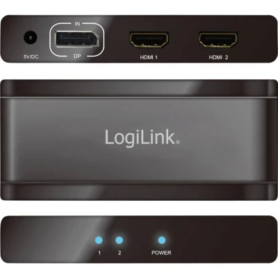 Afbeelding van LogiLink 2 poorten DisplayPort splitter 3840 x 2160 Pixel Zwart