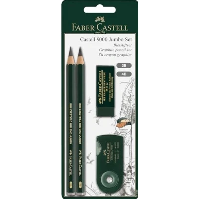 Afbeelding van Faber Castell grafietpotlood serie 9000 Jumbo set potlood + gum slijper FC 119398