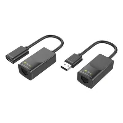 Image de Adaptateur USB 2.0 TECHly IUSB EXTENDTY2 [1x 1.1 type A femelle, mâle 2x RJ45 femelle]