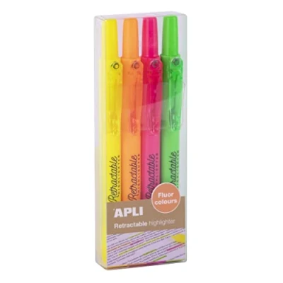 Afbeelding van Apli 18932 set van 4 fluorescerende markeerstiften met wigvormige punt neonkleuren