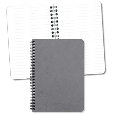 Image de Clairefontaine 785365C Collection Age Bag A Cahier à spirales Gris A5 14,8x21 cm 100 pages lignées Papier blanc 90 g Couverture cartonnée brillante Grain cuir