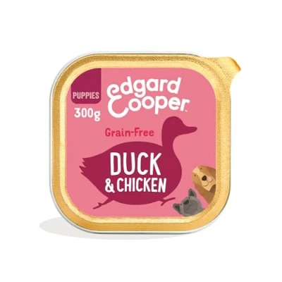 Afbeelding van 18x Edgard &amp; Cooper Kuipje Vers Vlees Puppy Hondenvoer Eend Kip 300 gr