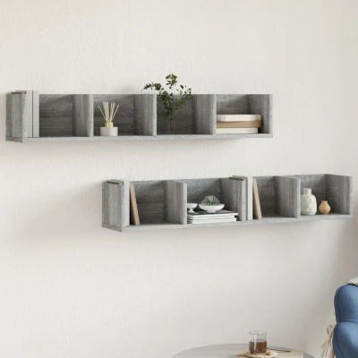 Afbeelding van Wandkasten 2 st 99x18x16,5 cm bewerkt hout grijs sonoma eiken