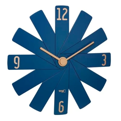 Afbeelding van TFA Dostmann 60.3020.06 Wandklok Kwarts 400 mm x 37 Blauw, Middernachtsblauw Slepend uurwerk (geluidsloos)