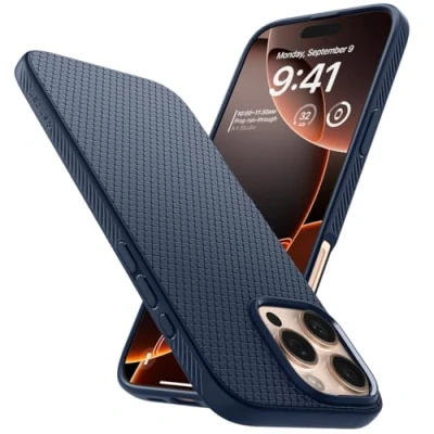 Image de Spigen Liquid Air Coque de protection pour téléphone portable polyuréthanne thermoplastique (TPU) bleu marine Apple iPhone 16 Pro Max