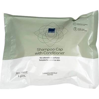 Afbeelding van ABENA Shampoo Cap met Conditioner 1 Stuk Reinigt en Verzorgt Haar Hoofdhuid Parfumvrij Kleurstofvrij Haren Wassen Zonder Water