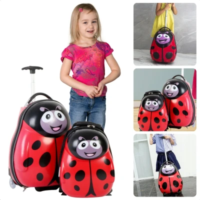Afbeelding van Cheqo® Kinderkoffer en Rugzak Set Koffer voor Kinderen Reiskoffer Trolley met Bijpassende Handbagage Vriendelijk Lieveheersbeestje Inclusief EBOOK