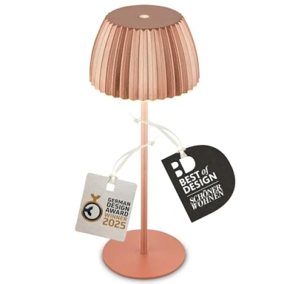 Afbeelding van LED tafellamp Brilo unplugged Riffle, koperkleurig