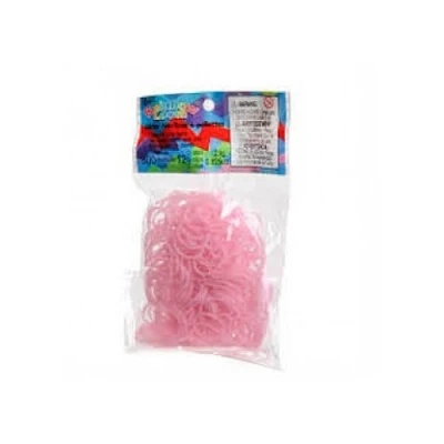 Image de Recharges 300 élastiques Rainbow Loom Rose paillettes silicon