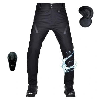 Afbeelding van oFzimTo Pantalon Moto Homme Homologué, de Imperméable Homme, Cargo VêTements Protection pour Toutes Les Saisons, Noir, XL