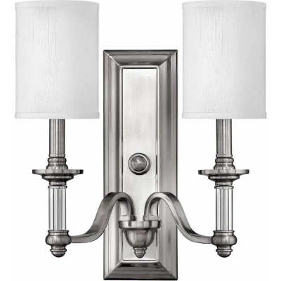 Afbeelding van Hinkley LED Wandlamp Sussex 2X E14 Max 40W Brushed Nickel