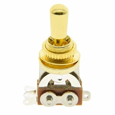 Afbeelding van Dopro gouden korte frame 3 weg tuimelschakelaar met messing eindkap voor Les Paul elektrische gitaren
