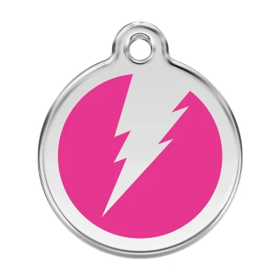 Afbeelding van Flash Hot Pink roestvrijstalen hondenpenning large/groot dia. 3,8 cm RedDingo