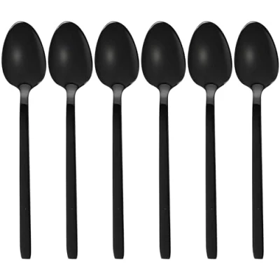 Afbeelding van GRÄWE Lissabon Set van 6 kleine zwarte espressolepels titanium gecoat roestvrij staal vaatwasmachinebestendig