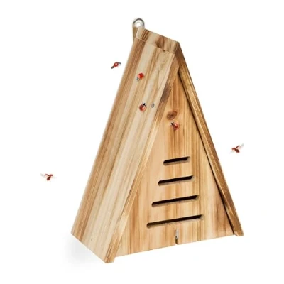 Afbeelding van Relaxdays lieveheersbeestjeshotel gevlamd ophangen 4 ingangssleuven insectenhotel