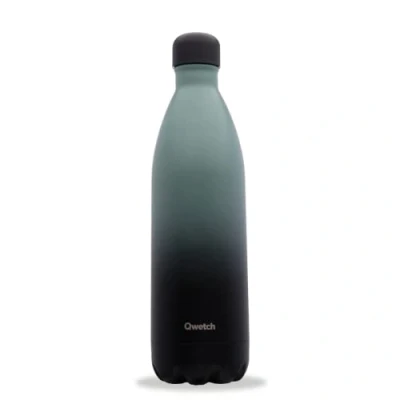 Afbeelding van Qwetch Originele thermosfles grafiet, kaki, 1 l 24 uur koud en 12 warm waterdicht, BPA vrij herbruikbaar van roestvrij staal voor sport, reizen, kantoor, wandelen