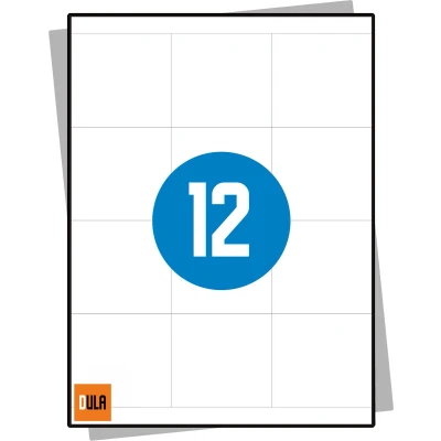 Afbeelding van DULA Etiketten Stickervellen A4 12 stickers per vel 70 x 67,7 mm 100