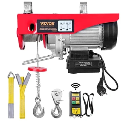 Image de VEVOR Treuil à Câble Électrique 1000 kg Palan avec Télécommande sans Fil 1600 W 10 m/min Hauteur de Levage Simple 12 m Moteur en Cuivre Pur pour Garages Entrepôts Usines