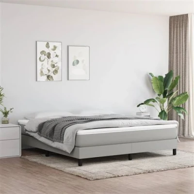 Image de vidaXL Lit à sommier tapissier avec matelas Gris clair 180x200cm Tissu