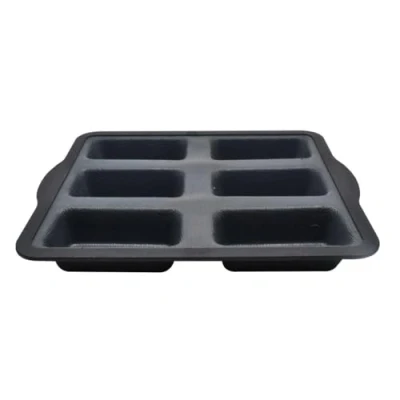 Afbeelding van Zenker 685535 Financiële mal van siliconen glasvezel, mini cakevorm, 6 financiers, grijs, 26,2 x 22 3,1 cm