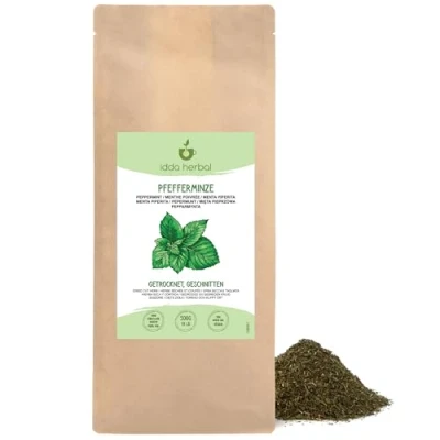 Image de Menthe Poivrée (500g), Thé en Vrac, Feuilles de Coupées et Délicatement Séchées, 100% Naturelles Pures pour la Préparation Tisane, à Poivrée, Infusion